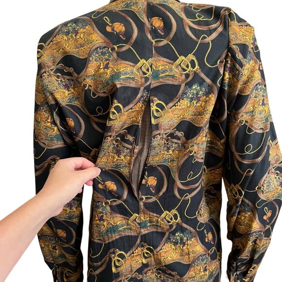 Vintage Alexander Campbell Equestrian Horse Double Breasted Button-Down, US 8 - Picture 6 of 7